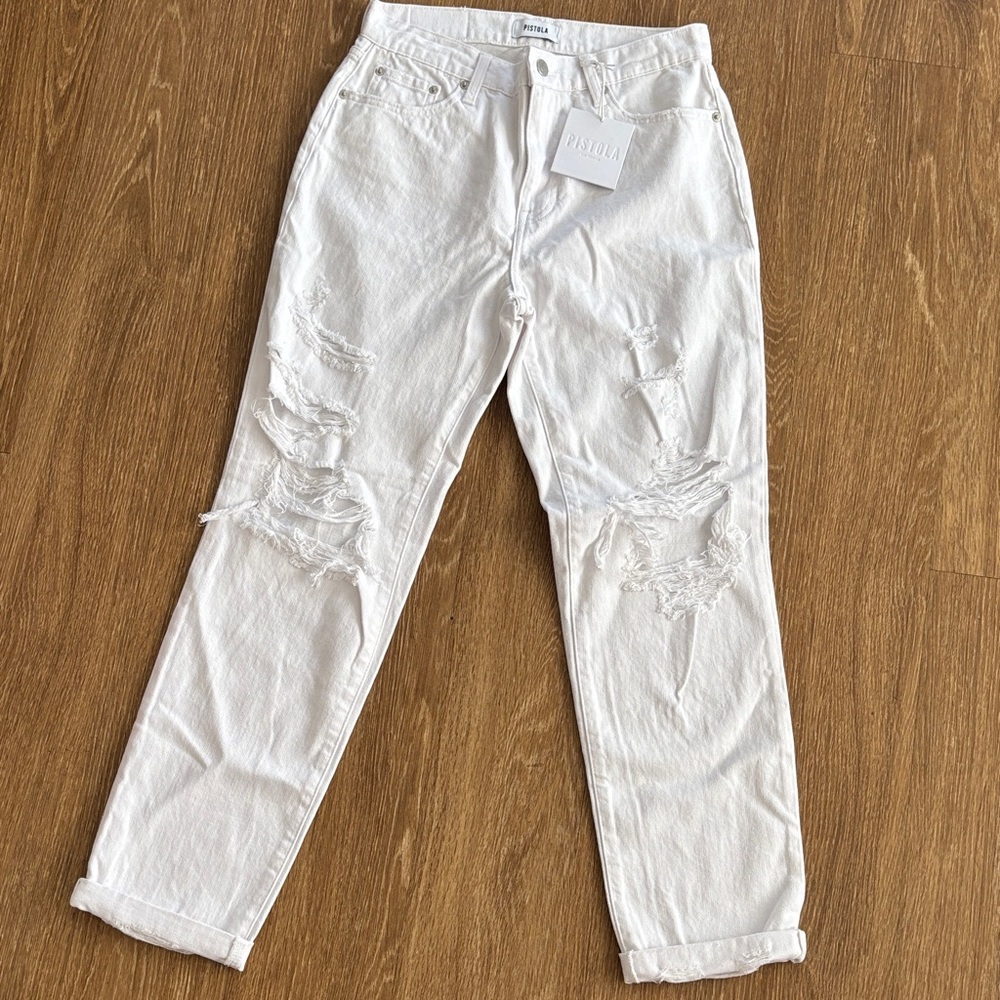 Pistola White Distressed Jeans - Presley High Rise